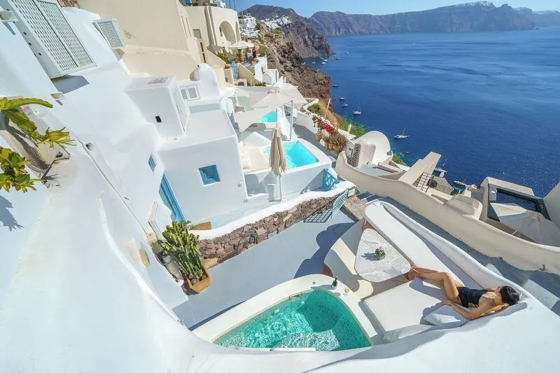 Santorini white villas