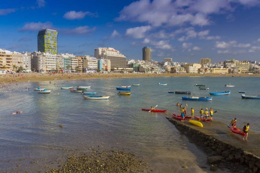 Las Canteras Beach promenade near hotel
