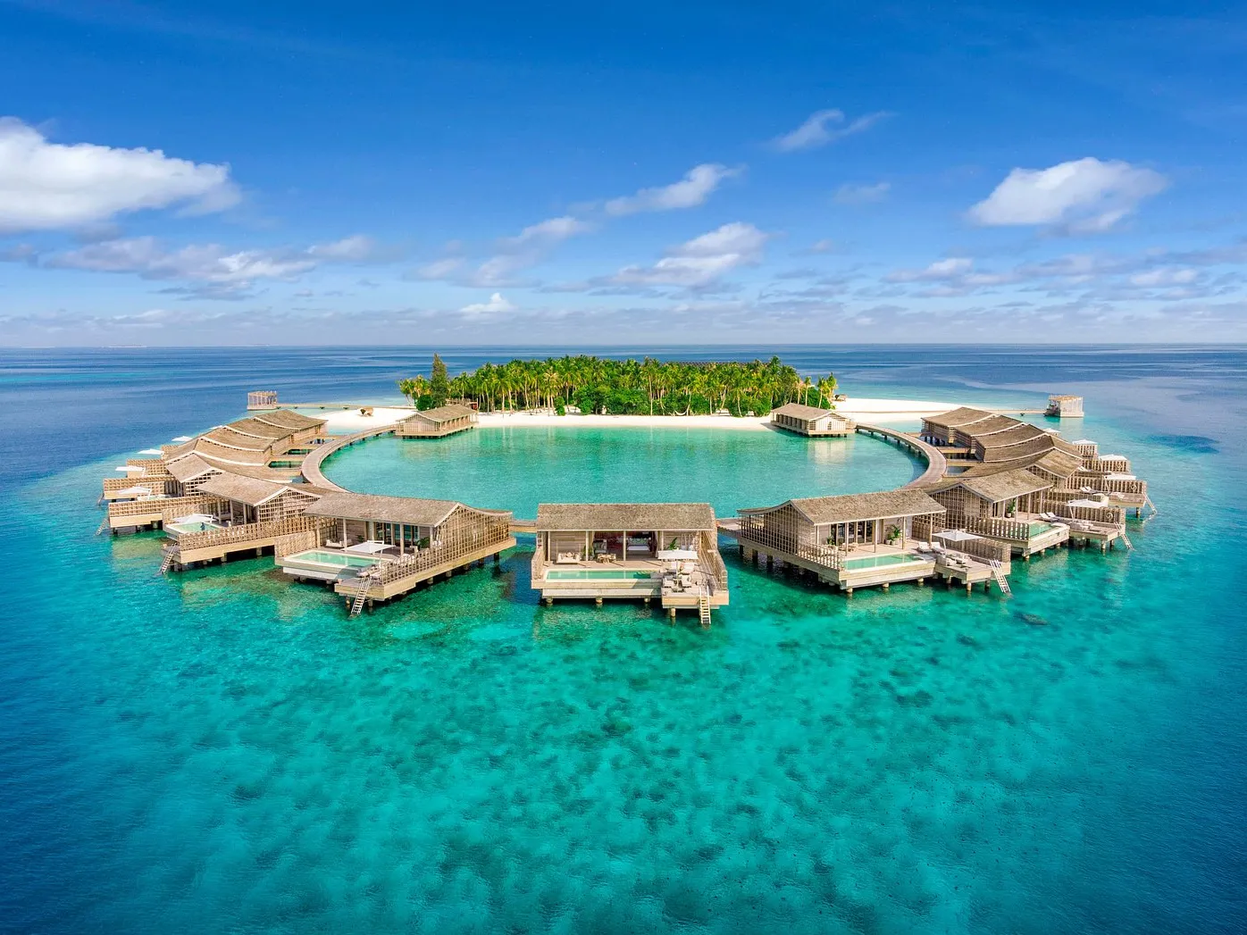 Aerial view of Maldives resort