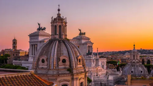Rome city center at sunset